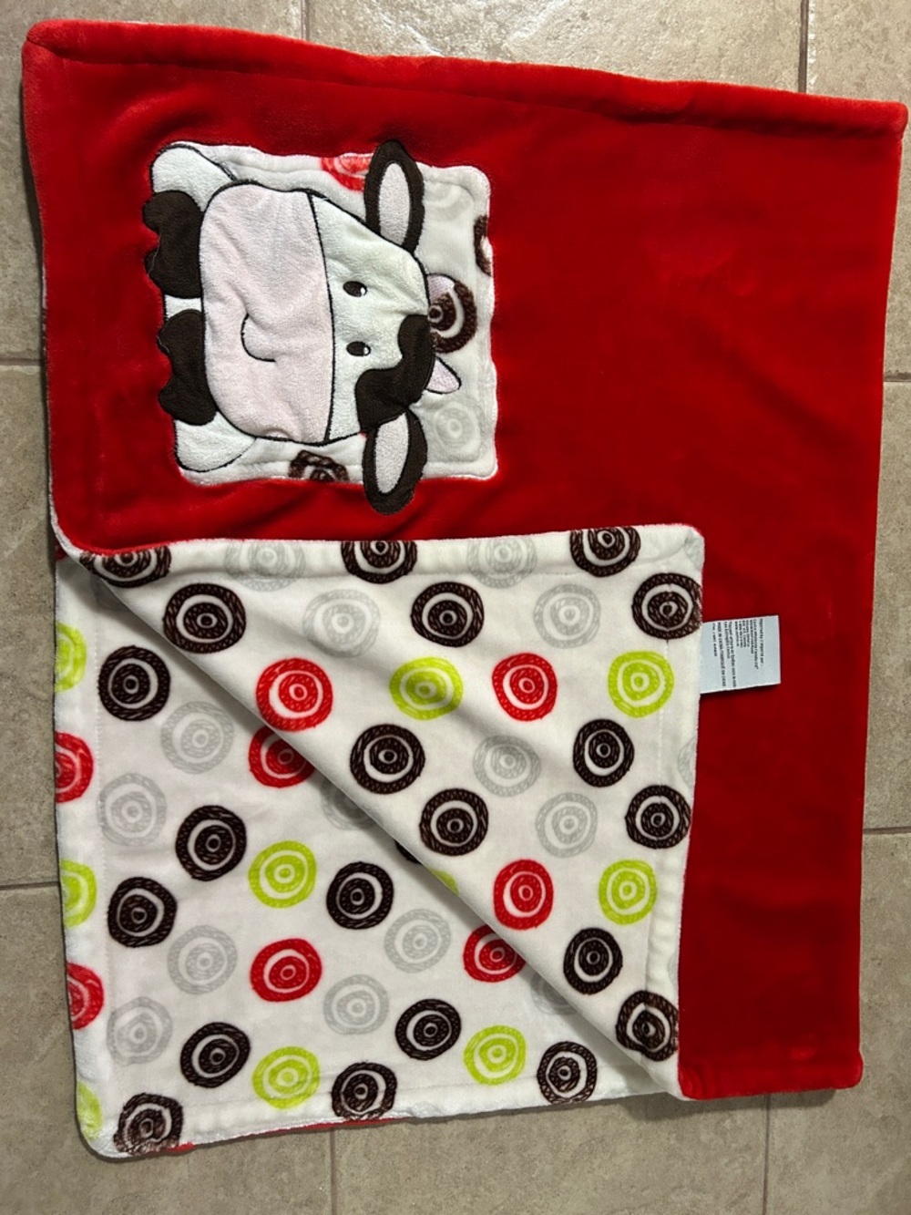 Red Cow Appliqué Baby Throw Blanket - Soft Plush